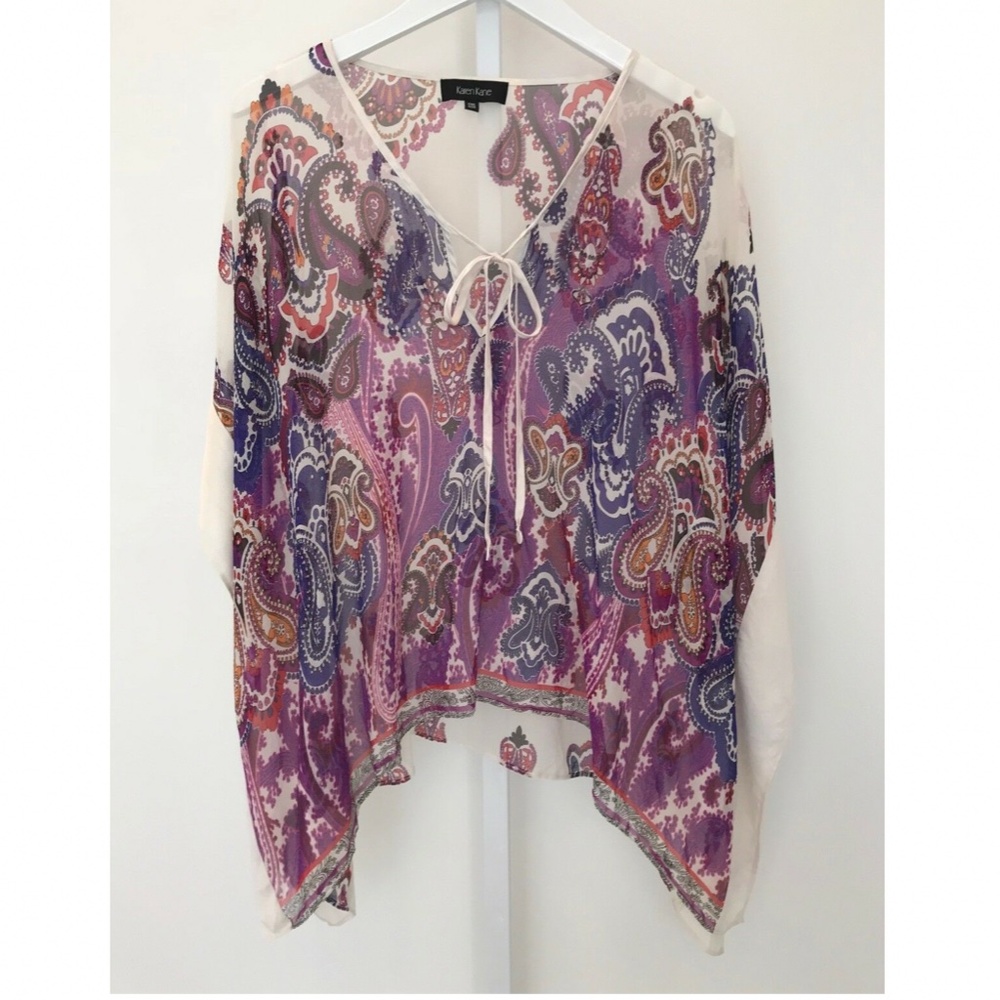 KAREN KANE FLORAL PAISLEY PONCHO SCARF TOP ONE SIZE